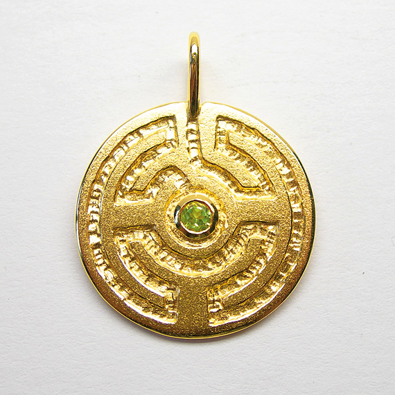 Rosengarten-Amulett Silber gelb-vergoldet mit Peridot (facettiert)
