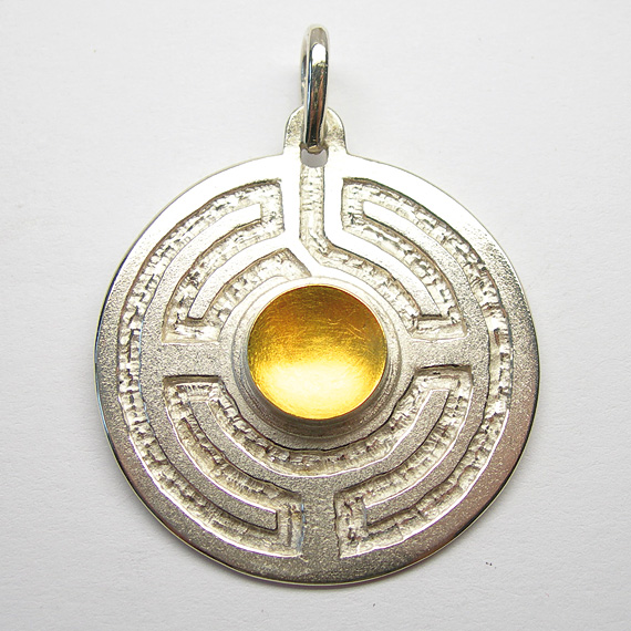 Rosengarten-Amulett Silber gelb-vergoldet mit Feingold-Belötung